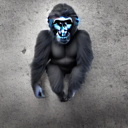 Image similar to 80 mm photo of a gorilla in an adidas track suit