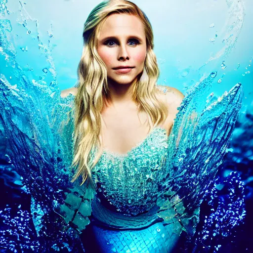 Image similar to Kristen Bell as a mermaid, vogue, perfect face, intricate, Sony a7R IV, symmetric balance, polarizing filter, Photolab, Lightroom, 4K, Dolby Vision, Photography Award