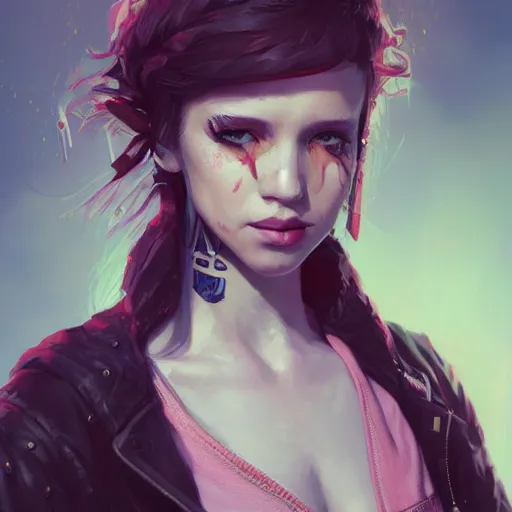 Prompt: highly detailed portrait of a punk young lady by by Loish, Artgerm,Greg Rutkowski, 4k resolution