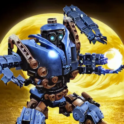 Image similar to a Bionicle with the face of Joe Biden