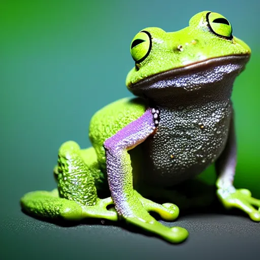 Image similar to cute mossy tree frog going to school, octane render, cute