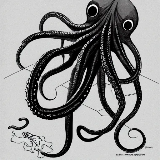 Image similar to an octopus designed by tesla. Concept art.