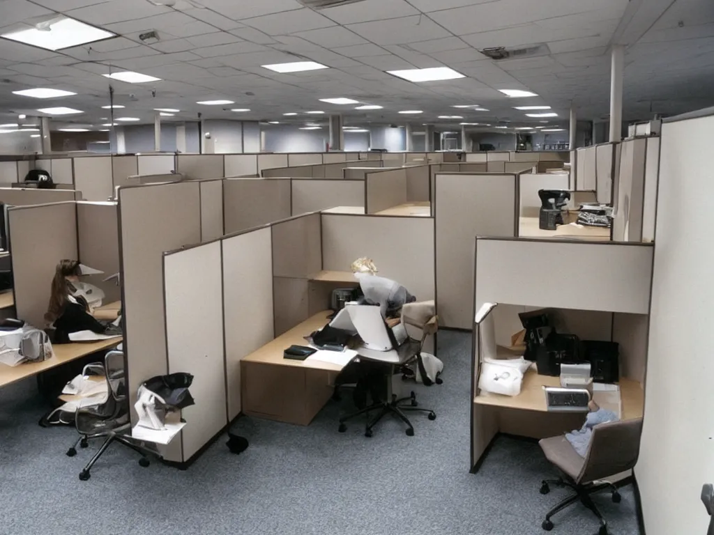 Image similar to coffee break in 90s cubicle office