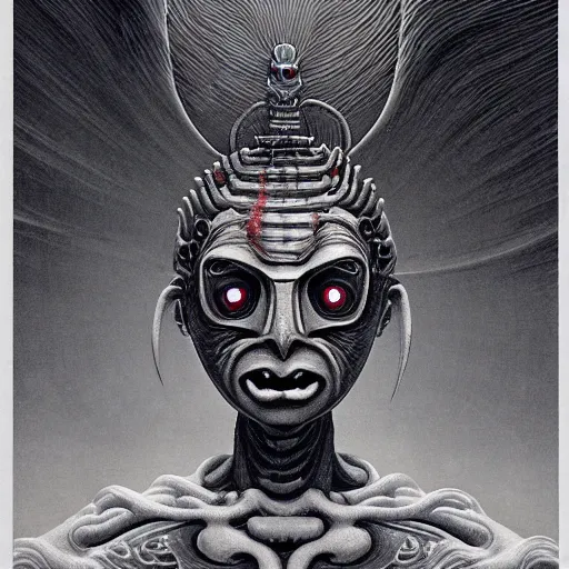 Image similar to naraka buddhist demon korean female, happy alien, high tech armor, tubular creature, blood vessels, no face, dystopian surrealism, alex ries zdzisław beksinski, symmetrical long head, smooth marble surfaces, smooth marble surfaces, detailed ink illustration, detailed ink illustration, raiden metal gear, cinematic smooth stone, deep aesthetic