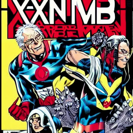 Prompt: Comic book cover from 1998 when Bernie Sanders joins the X-Men