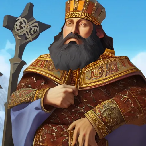 Prompt: Ivan The Terrible as a leader in Civilization 6