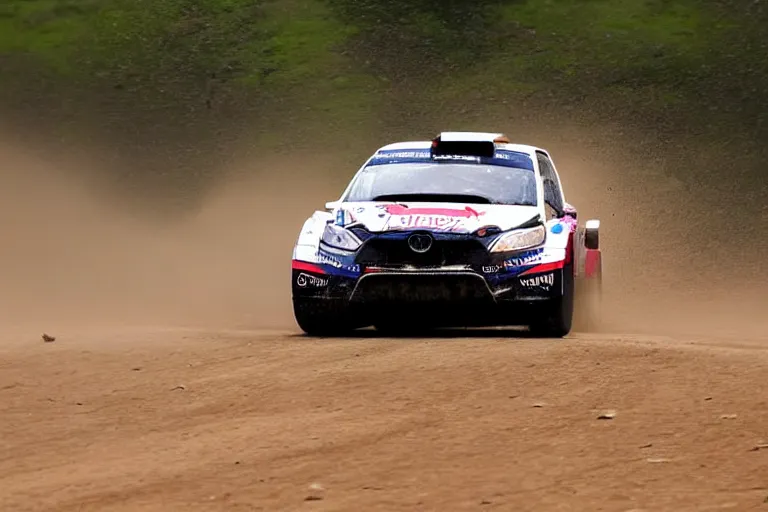 Image similar to !!!!F1!!!! rally car driving on off-road. High speed photography, motion blur, photograph, midday, muted colors, motion blur, mist