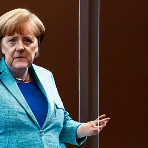 Image similar to A still of Angela Merkel wearing a disco suit in Saturday Night Fever