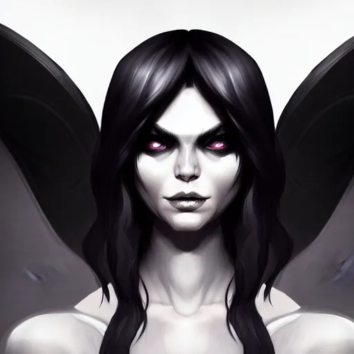 Image similar to dark witch character black colors, highly detailed, digital painting, artstation, concept art, smooth, sharp focus, illustration