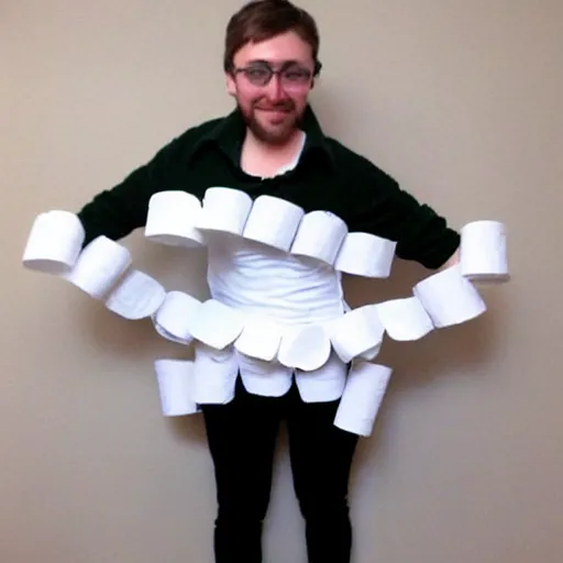 Image similar to creative costume made with toilet paper