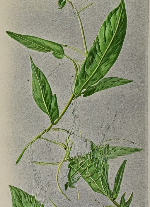 Prompt: scientific botanical illustration of a plant with fingers at the tip of some stems