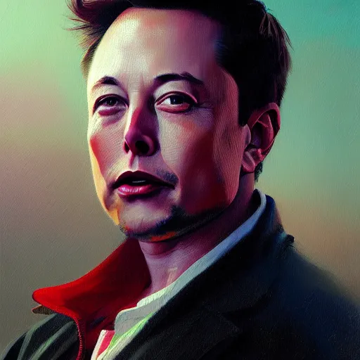 Image similar to of an ultradetailed beautiful portrait panting of elon musk, front view, oil painting, by ilya kuvshinov, greg rutkowski and makoto shinkai