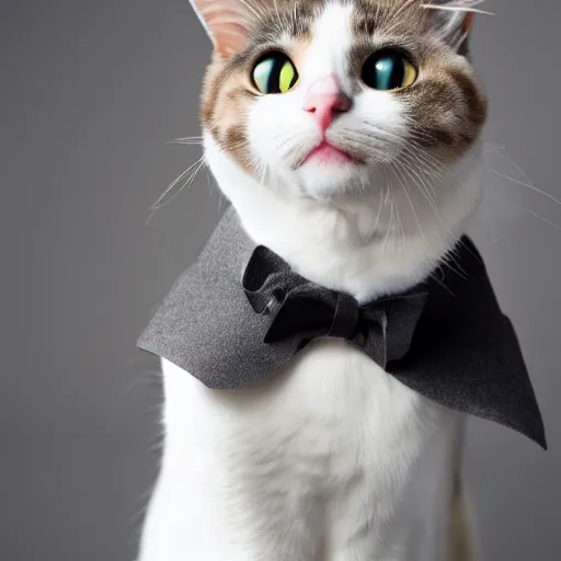 Image similar to cat wearing doctor's attire, studio lighting