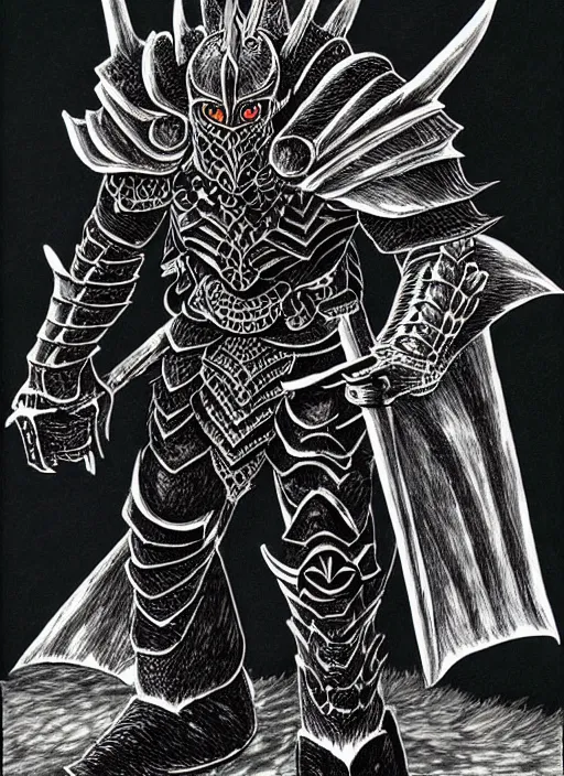 Image similar to demon wolf armored knight by kentaro miura