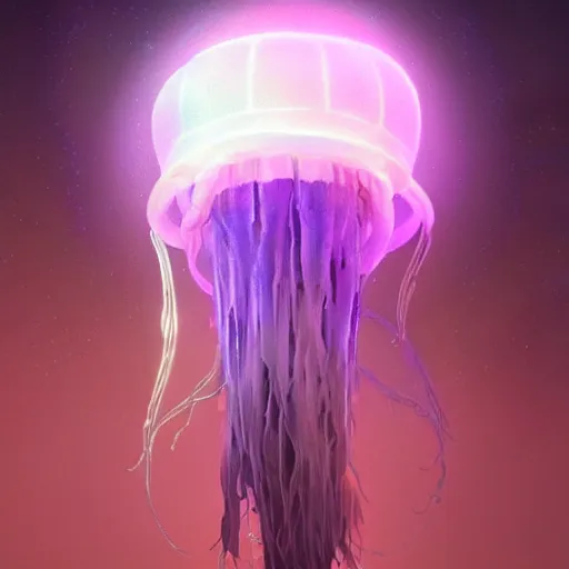 Image similar to magical jellyfish on a wizards staff, glowing luminescent jellyfish spear, concept art, artstation, moods by beeple, wlop, and greg rutkowksi