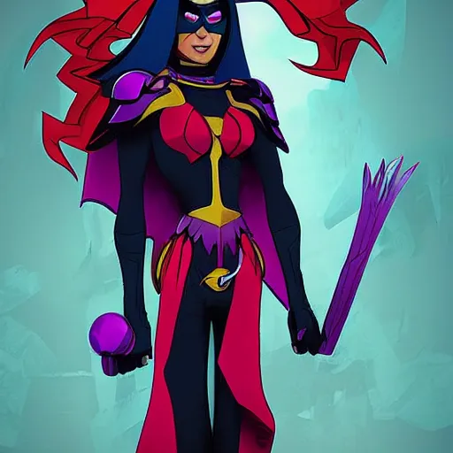 Prompt: an epic full-height portray of Raven from the teen titans, digital art