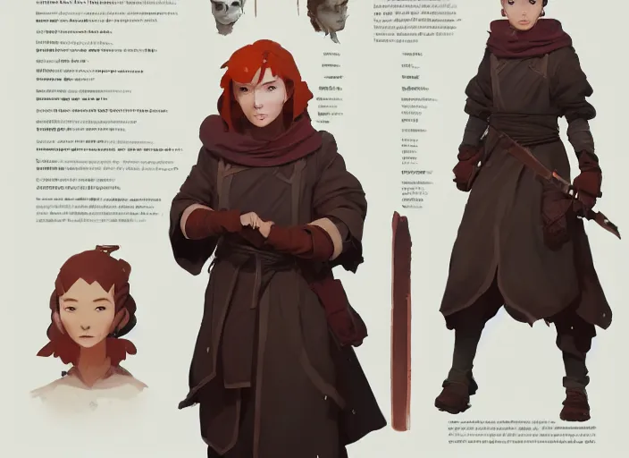 Prompt: character sheet for a ginger woman, for genshin impact by greg rutkowski, james gilleard, atey ghailan, makoto shinkai, goro fujita, studio ghibli, rim light, exquisite lighting, clear focus, very coherent, plain background, soft painting by huang guangjian and gil elvgren and sachin teng