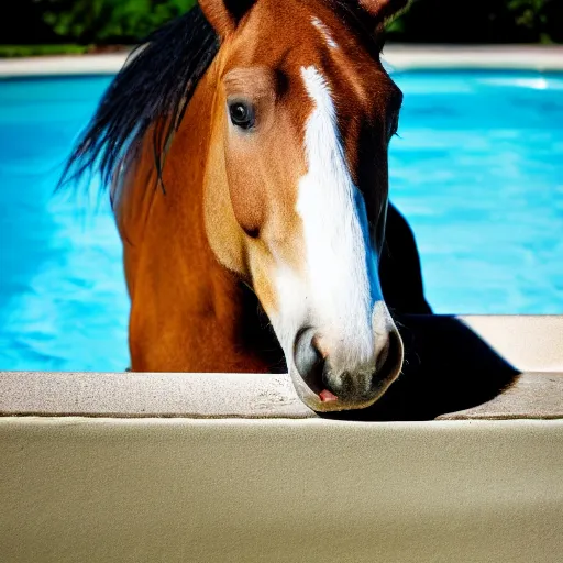 Prompt: horse in a swimmingpool