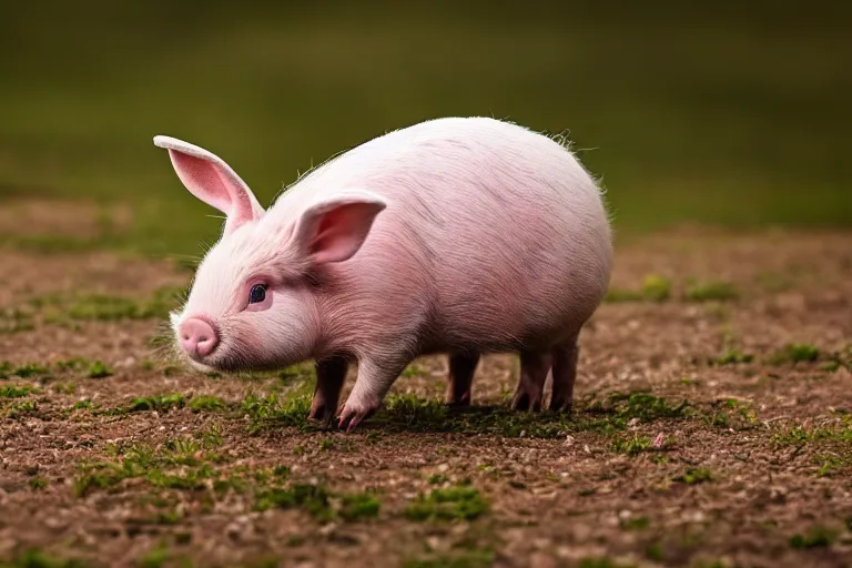 Prompt: a bunny pig hybrid, hyperrealistic, realistic lighting, wildlife photographer of the year, bold natural colors, national geographic, hd, wide angle, 8 k