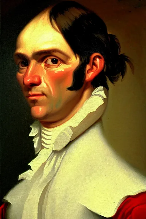 Image similar to a head and shoulders portrait painting of an anthropomorphic!!!!!!!!!! donkey!!!!!!!!!! wearing a colonial outfit without a hat looking off camera, a character portrait, american romanticism, oil on canvas, soft focus