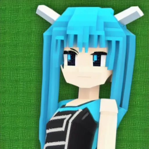 Image similar to Hatsune Miku in minecraft