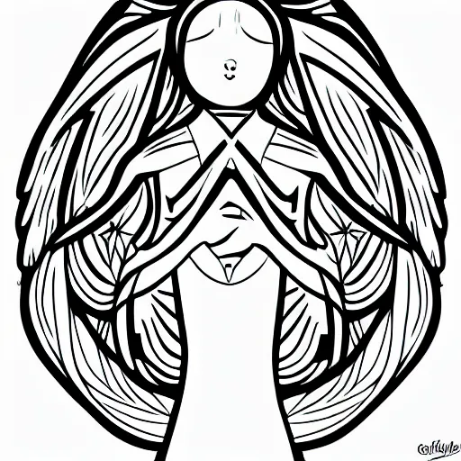Image similar to biblically acurate angel, ophanim, thin linework, tattoo style, high resolution, lineart, vector, black and white image,