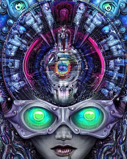 Prompt: silver cybernetic crystalized bloody fleshangel clockwork djinnhost bro psychedelic shiner of zune with extra eyes, blue and green rainbow ketamine, by antonio j. manzanedo, alex grey, android jones, wayne barlowe, philippe druillet, josephine wall, harumi hironaka, cronenburg, trending on artstation