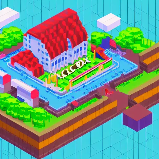 Image similar to pixorama, silicon valley, complex illustration, eboy, ecity, pixel art, isometric illustration, 3 d isometric pixel art, high detailed, trending on artstation