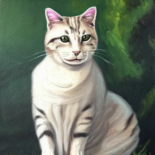 Prompt: a majestic oil painting of a cat as the Jesus