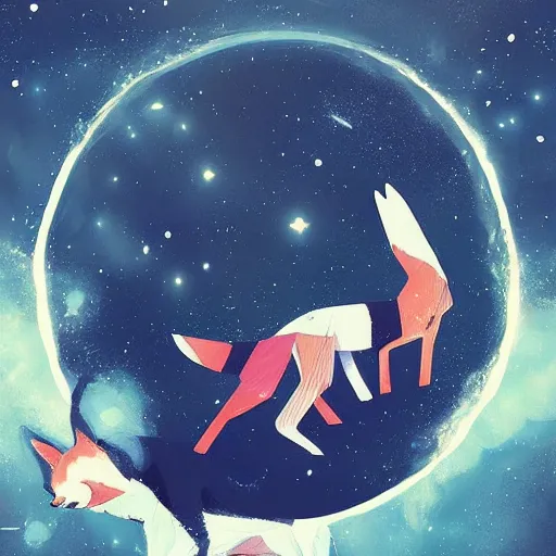 Prompt: space fox holding a planet, digital art, by conrad roset, trending on artstation, realistic