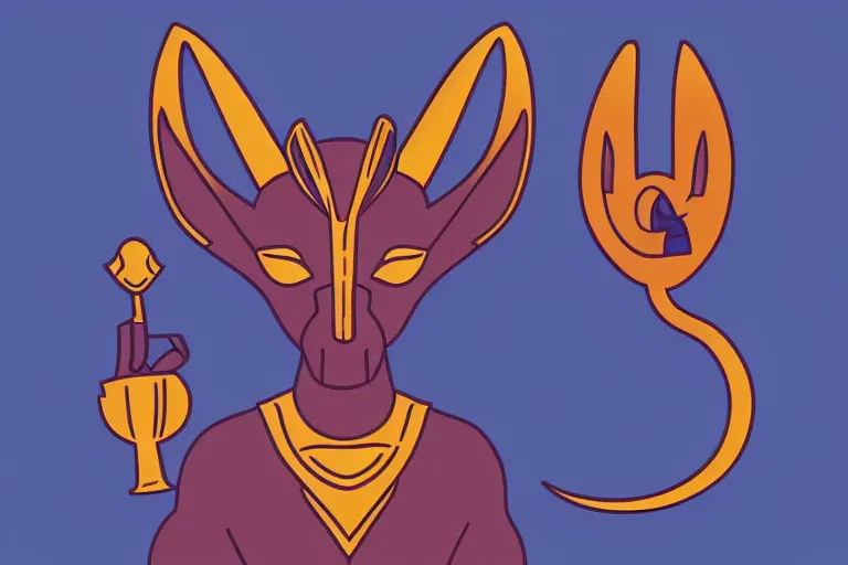 Prompt: a cute anubis god, digital art, iconic icon, 2 d vector logo, cartoon