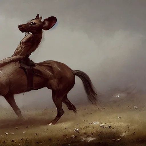 Image similar to hybrid of mouse and horse, half horse - half mouse, digital art fantasy art, art by george stubbs, jakub rozalski