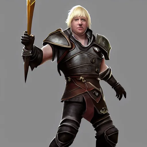 Prompt: character sheet of boris johnson as leage of legend hero, with a backgroud based on the game league of legends, 3d render, octance render, trending on artstation, ultra realistic, highly detailed, unreal engine 5