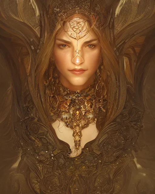 Image similar to close up shot of an amulet, d & d, fantasy, intricate, elegant, highly detailed, digital painting, artstation, concept art, smooth, sharp focus, illustration, art by artgerm and greg rutkowski and alphonse mucha