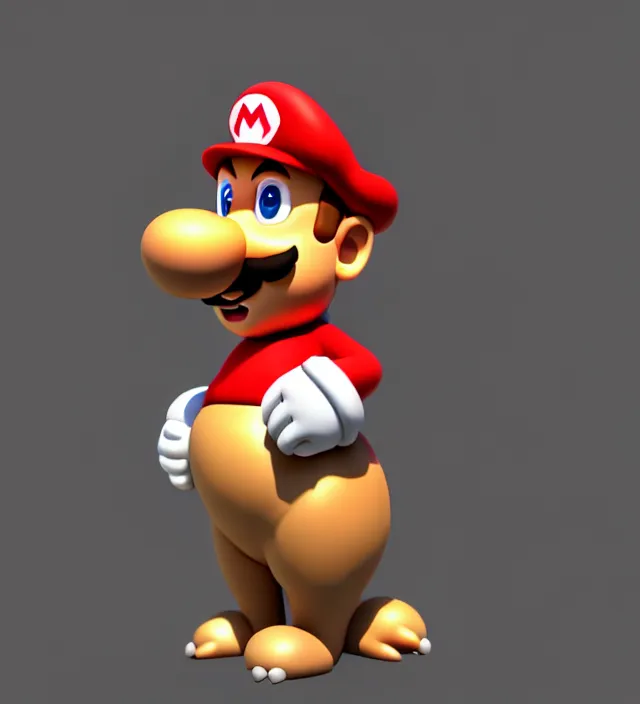 Image similar to studio 3 d render of a capybara mario character, white background, perfectly shaded, trending on artstation, octane render, unreal engine 5 render