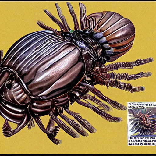 Image similar to cowboy giant isopod, scientific diagram from an encyclopedia