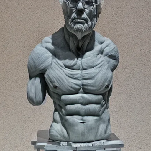 Image similar to The Hellenic marble sculpture of Bernie Sanders is a realistic representation of human anatomy, perfect anatomy, detailed sculpture, and has chiseled muscles that resemble God's.