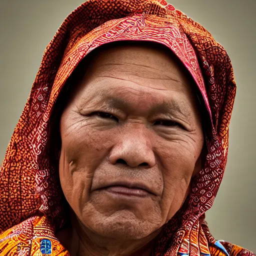 Prompt: A Portrait Photo of Trump wearing batik from Indonesia, award winning photography, sigma 85mm Lens F/1.4, perfect faces