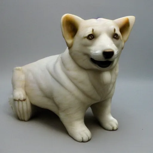 Prompt: Marble statue of a corgi