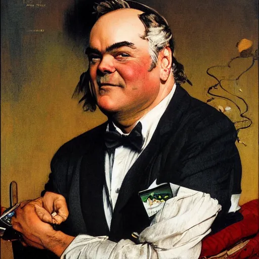 Prompt: Jack Black painted by Norman Rockwell