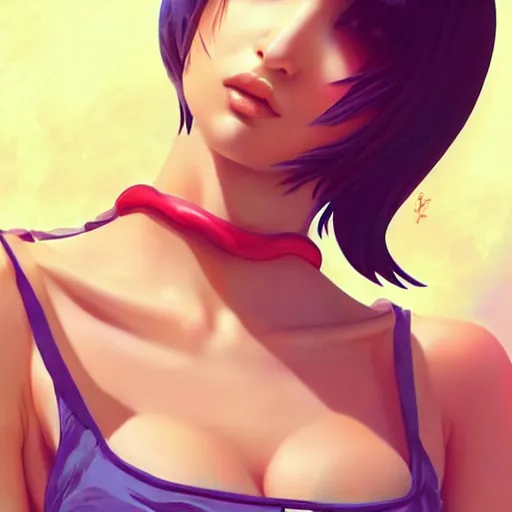 Image similar to a beautiful young kayo shibuya natalie portman alluring gravure model, wearing elaborate designer tank top, by akira toriyama and wlop and ilya kuvshinov and artgerm and, aesthetic, gorgeous, stunning, alluring, attractive, artstation, deviantart, pinterest, digital art