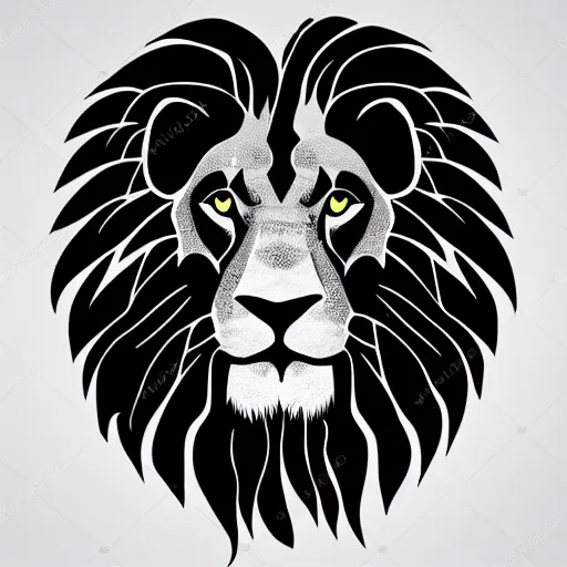 Prompt: lion, black silhouette art on white background