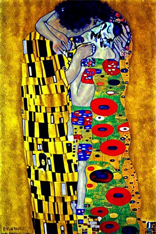 Image similar to happiness, fantasy, painting by Gustav Klimt