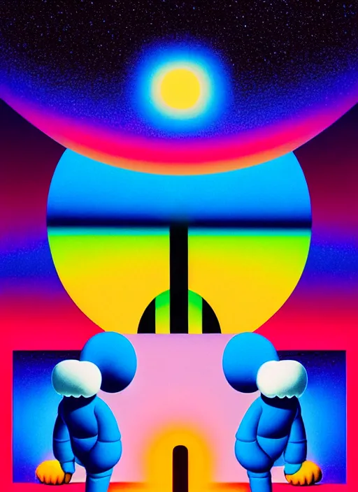 Image similar to nighttime vibes by shusei nagaoka, kaws, david rudnick, airbrush on canvas, pastell colours, cell shaded!!!, 8 k