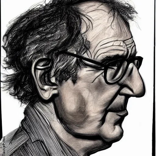 Image similar to a realistic yet scraggly portrait sketch of the side profile of a stern and sophisticated larry david, trending on artstation, intricate details, in the style of frank auerbach, in the style of sergio aragones, in the style of martin ansin, in the style of david aja, in the style of mattias adolfsson