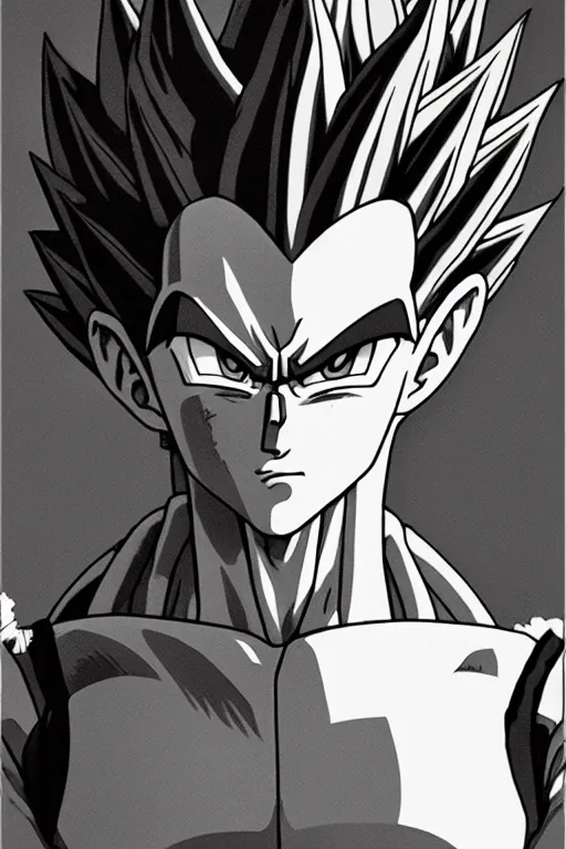 Prompt: prince vegeta, portait, grayscale photography, very detailed, dynamic lighting, akira toriyama 🎨🖌