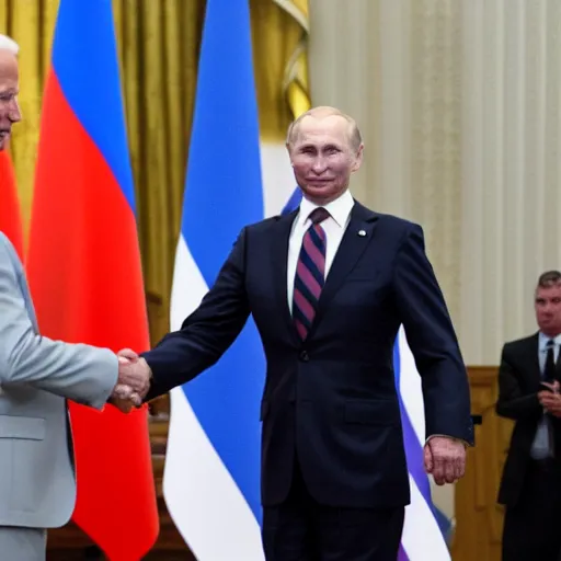 Prompt: Joe Biden shaking Putin's Hand