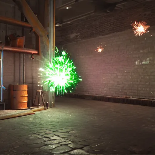 Prompt: photo of the sparkler factory, photorealistic, unreal engine 5, cinematic lighting