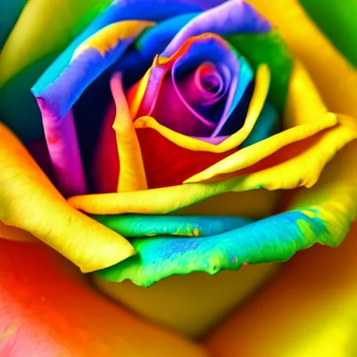 Image similar to a high quality photo of rainbow rose, 8k, photorealism, professional