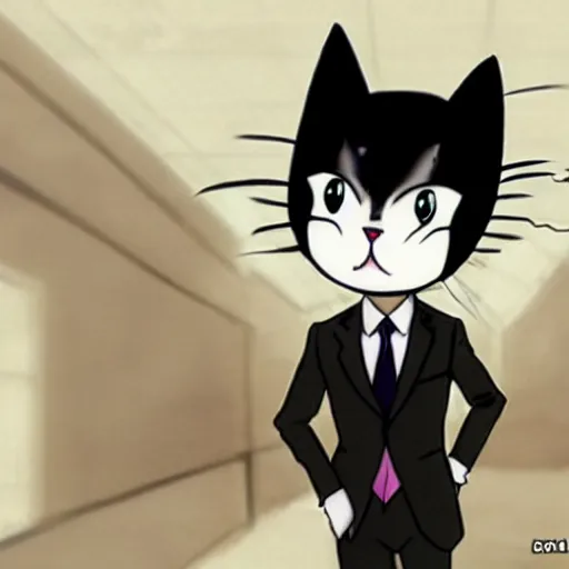 Prompt: cat wearing a suit anime style n - 9